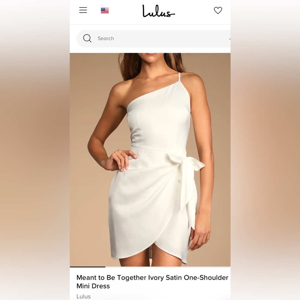 Lulu's Ivory One-Shoulder Satin Dress